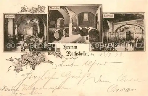 AK / Ansichtskarte Bremen Rathskeller Echosaal Rosekeller Kaisersaal Bremen