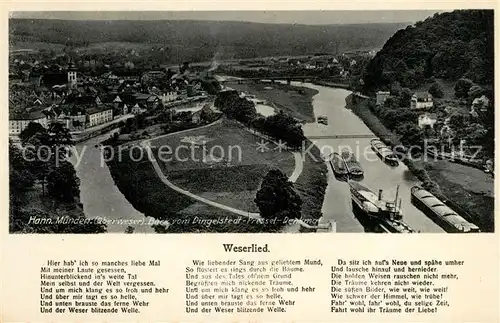 AK / Ansichtskarte Hann._Muenden Blick vom Dingelstedt Pressel Denkmal Hann. Muenden