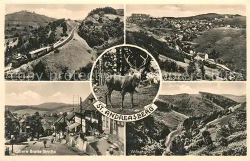AK / Ansichtskarte St_Andreasberg_Harz Zahnradbahn Panorama Obere Breite Strasse Waeschgrund St_Andreasberg_Harz