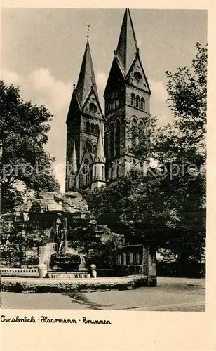 AK / Ansichtskarte Osnabrueck Haarmann Brunnen mit Kirche Osnabrueck