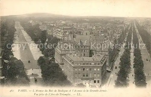 AK / Ansichtskarte Paris Avenue du Bois de Boulogne et lAvenue de la Grande Armee Paris