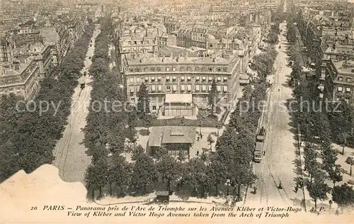 AK / Ansichtskarte Paris Panorama pris de lArc de Triomphe sur les Avenues Kleber et Victor Hugo Paris