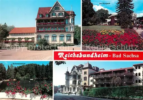 AK / Ansichtskarte Bad_Sachsa_Harz Reichsbundheim Kurpark Schmelzteich Bad_Sachsa_Harz