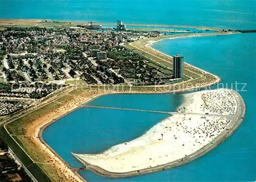AK / Ansichtskarte Buesum_Nordseebad Strand Sandbank Fliegeraufnahme Buesum_Nordseebad