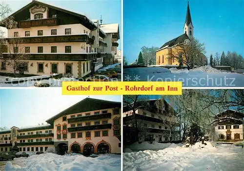 AK / Ansichtskarte Rohrdorf_Inn Gasthof zur Post Kirche im Winter Rohrdorf Inn