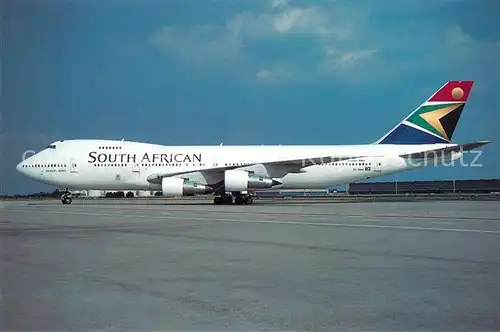 AK / Ansichtskarte Flugzeuge_Zivil South African Airways Boeing 747 244B ZS SAM Flugzeuge Zivil
