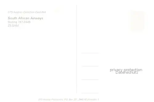 AK / Ansichtskarte Flugzeuge_Zivil South African Airways Boeing 747 244B ZS SAM Flugzeuge Zivil