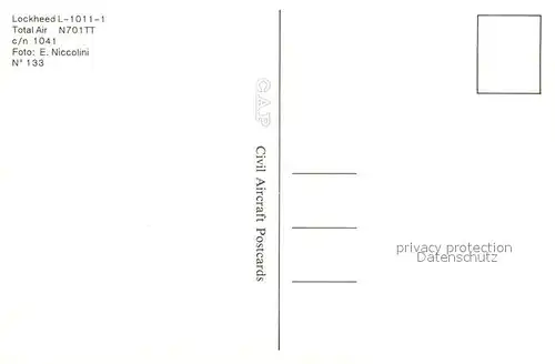 AK / Ansichtskarte Flugzeuge_Zivil Total Air Lockheed L 1011 1 N701TT c n 1041 Flugzeuge Zivil
