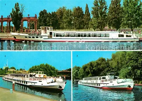 AK / Ansichtskarte Motorschiffe MS Strandbad Ferch MS Cecilienhof MS Sanssouci Weisse Flotte  Motorschiffe