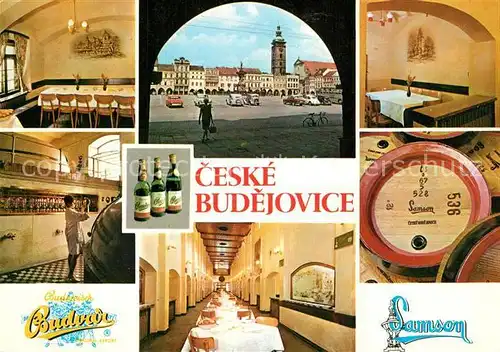 AK / Ansichtskarte Budejovice Hotel Samson Marktplatz  Budejovice