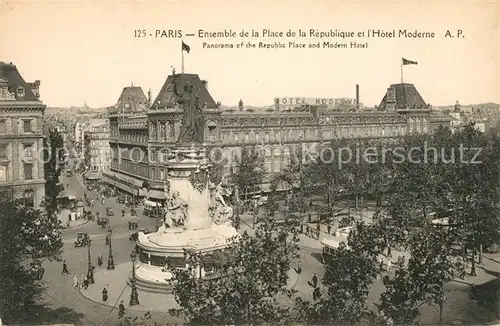 AK / Ansichtskarte Paris Ensemble de la Place de la Republique et Hotel Moderne Paris