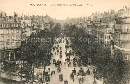 AK / Ansichtskarte Paris Le Boulevard de la Madeleine Paris