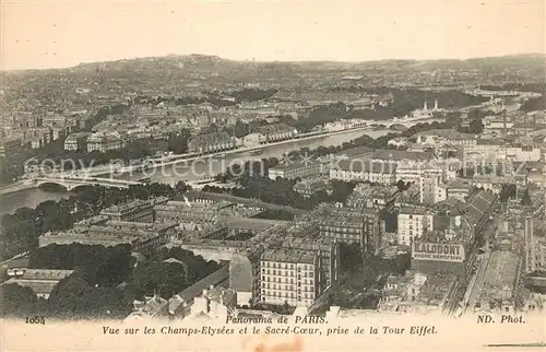 AK / Ansichtskarte Paris Vue sur les Champs Elysees et le Sacre Coeur prise de la Tour Eiffel Paris