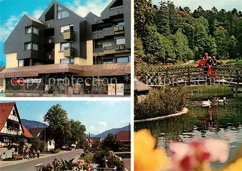 AK / Ansichtskarte Ohlsbach Spar Frischmarkt Hauptstrasse Schwanenteich Holzbruecke Ohlsbach