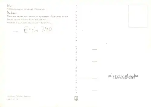 AK / Ansichtskarte Erfurt Bahnhofsplatz mit Interhotel Erfurter Hof Erfurt