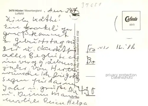 AK / Ansichtskarte Hoexter_Weser Weserbergland Fliegeraufnahme Hoexter Weser