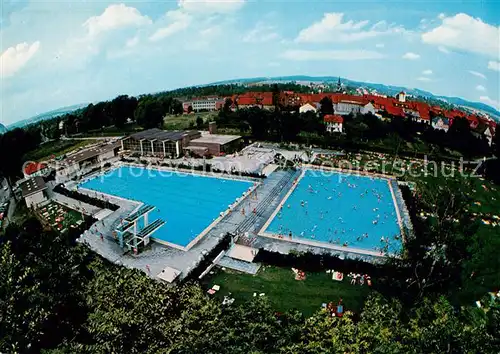 AK / Ansichtskarte Osterode_Harz Freibad Schwimmhalle Fischauge Fliegeraufnahme Osterode_Harz