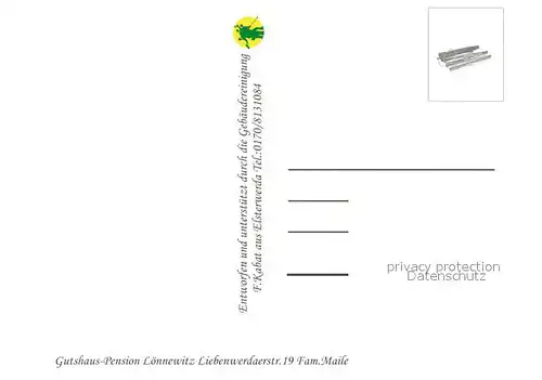 AK / Ansichtskarte Loennewitz_Kossdorf Gaststaette Pension Landstrasse Propellerflugzeug Zeichnung 