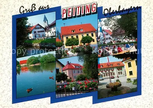 AK / Ansichtskarte Peiting Ortsmotive Innenstadt Brunnen Fest Volkstanz Ententeich Peiting