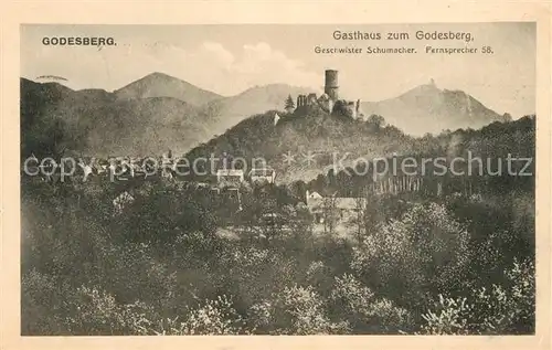 AK / Ansichtskarte Godesberg_Bad mit der Godesburg und Gasthaus zum Godesberg Godesberg_Bad