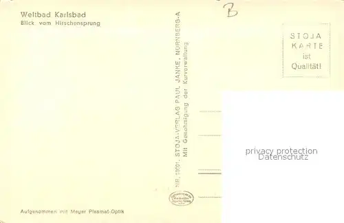 AK / Ansichtskarte Karlsbad_Eger Blick vom Hirschensprung Karlsbad_Eger