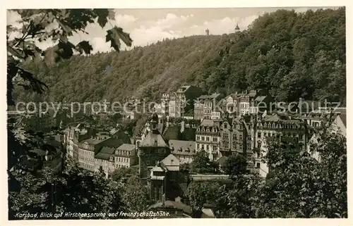 AK / Ansichtskarte Karlsbad_Eger mit Hirschensprung und Freundschaftshoehe Karlsbad_Eger