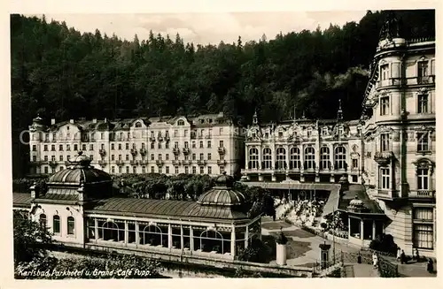 AK / Ansichtskarte Karlsbad_Eger Parkhotel und Grand Cafe Pupp Karlsbad_Eger