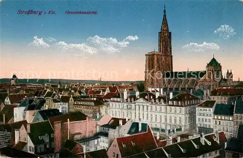 AK / Ansichtskarte Strassburg_Elsass Stadtblick mit Muenster Strassburg Elsass