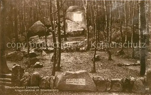 AK / Ansichtskarte Lindenfels_Odenwald Kriegerdenkmal im Schenkenberg Lindenfels Odenwald