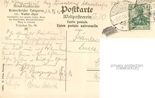 AK / Ansichtskarte Remscheid Talsperre im Eschbachtale Remscheid