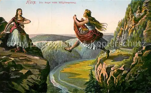 AK / Ansichtskarte Harz_Region Die Sage vom Maegdesprung Harz Region