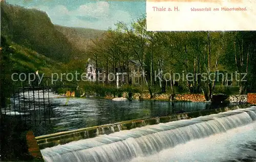 AK / Ansichtskarte Thale_Harz Wasserfall am Hubertusbad Thale_Harz