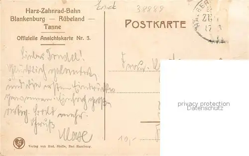 AK / Ansichtskarte Blankenburg_Harz Harz Zahnrad Bahn Blankenburg Ruebeland Tanne Blankenburg_Harz