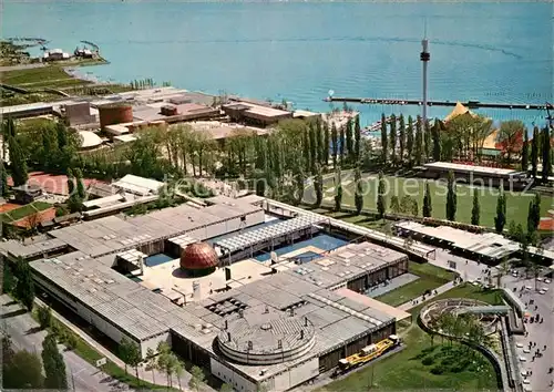 AK / Ansichtskarte Lausanne_VD Exposition nationale suisse Secteur des transports et communications vue aerienne Lausanne VD