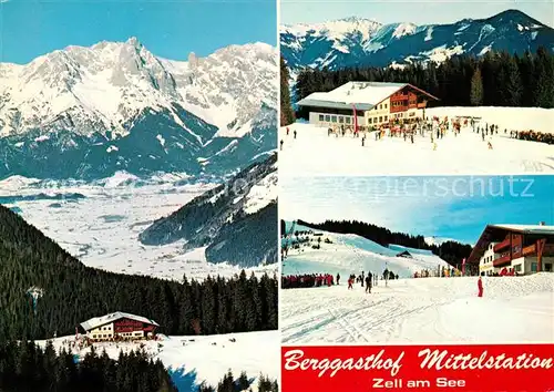 AK / Ansichtskarte Zell_See Berggasthof Mittelstation Wintersportplatz Alpenpanorama Zell_See