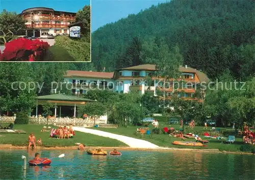 AK / Ansichtskarte Unterburg_Klopeinersee Ferienhotel Krainz Haus Alpensee Strandbad Strandcafe Unterburg Klopeinersee