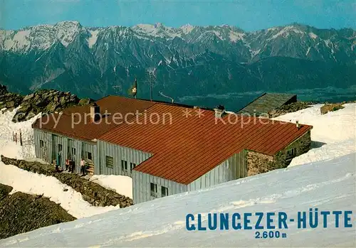 AK / Ansichtskarte Glungezerhuette Berghuette Tuxer Voralpen Alpenpanorama Glungezerhuette