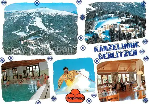 AK / Ansichtskarte Gerlitzen Schiparadies Kanzelhoehe Berghotels Restaurant Hallenbad Fliegeraufnahme Gerlitzen