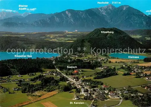 AK / Ansichtskarte St_Kanzian_Klopeiner_See Kleinsee Hochobir Steiner Alpen Fliegeraufnahme St_Kanzian_Klopeiner_See