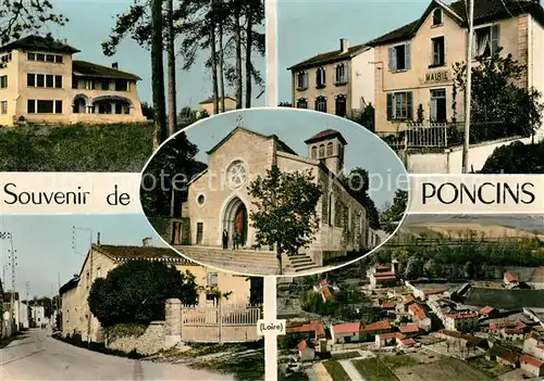 AK / Ansichtskarte Poncins Fliegeraufnahme Mairie Kirche Poncins