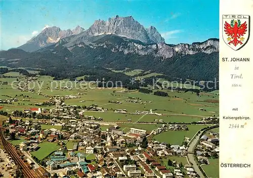 AK / Ansichtskarte St_Johann_Tirol Fliegeraufnahme mit Kaisergebirge St_Johann_Tirol