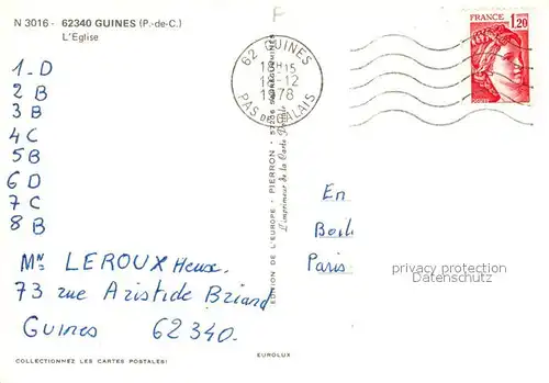 AK / Ansichtskarte Guines Kirche Guines