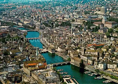 AK / Ansichtskarte Zuerich_ZH Fliegeraufnahme Limmat Limmatquai Hochschulen Zuerich_ZH