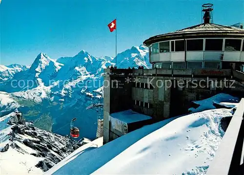 AK / Ansichtskarte Schilthorn_Simplon Schilthorngipfel Eiger Moench Jungfrau Drehrestaurant Winter Schilthorn Simplon