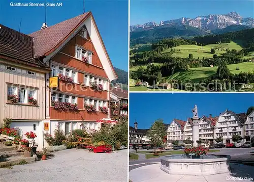 AK / Ansichtskarte Gais_AR Gasthaus Sternen Marktplatz Brunnen Saentis  Gais_AR