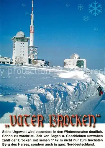 AK / Ansichtskarte Harz_Region Vater Brocken Sendeanlage Aussichtsturm Winterlandschaft Harz Region