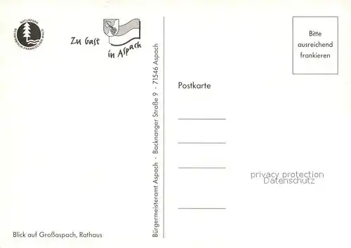 AK / Ansichtskarte Aspach_Backnang Grossaspach Rathaus Aspach Backnang