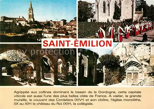 AK / Ansichtskarte Saint Emilion Prozession Felsenkirche Kreuzgang Franziskanerkloster Saint Emilion