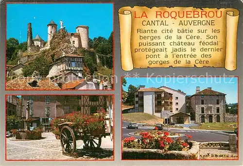 AK / Ansichtskarte Cantal_Auvergne La Roquebrou Schloss Brunnen Stadtansicht Cantal Auvergne