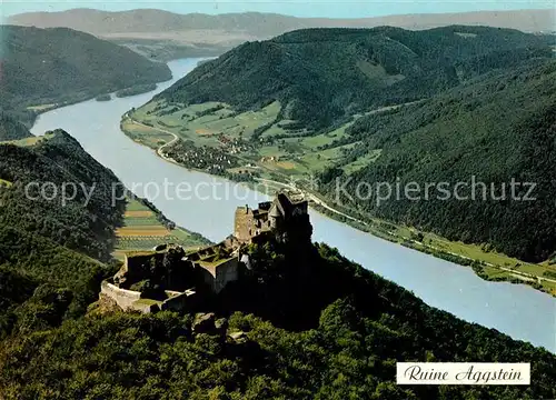 AK / Ansichtskarte Aggsbach Dorf Burgruine Aggstein Wachau Donau Fliegeraufnahme Aggsbach Dorf